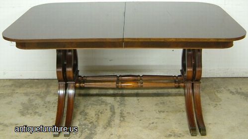 Antique Mahogany Lyre Base Dining Table