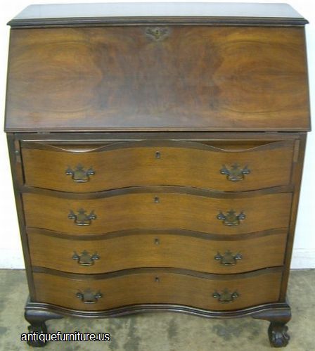 Antique Walnut Ball Claw Drop Front Desk