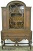 Ornate Burl Walnut Dome Top China Cabinet 