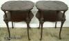  Pair Ornate Mahogany Leather Top Lamp Tables 