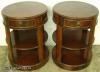  Pair Round Flame Mahogany Lamp Tables 