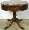 Flame Mahogany Marble Top Drum Table Flame Mahogany Marble Top Drum Table
