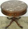Flame Mahogany Marble Top Drum Table Flame Mahogany Marble Top Drum Table