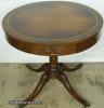  Mahogany Leather Top Drum Table 