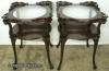  Pair Ornate Mahogany Lamp Tables 