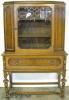  Burl Walnut Oak China Cabinet 