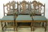  Set Ornate Walnut Dining Chairs 