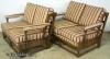  Pair Oak Settees 