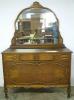 Ornate Burl Walnut Dresser With Mirror 