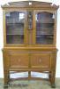  Burl Walnut China Cabinet With Figural Carving 