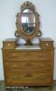  Walnut Victorian Marble Insert Dresser Mirror 