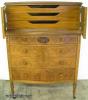  Burl Walnut Paint Decorated Chest 