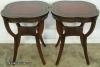  Pair Leather Top Mahogany Lamp Tables 