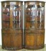 Pair Mahogany Curved Glass Corner Cabinets Pair Mahogany Curved Glass Corner Cabinets